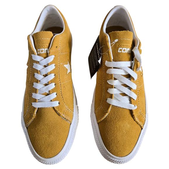 NEW Converse One Star Pro Ox Suede Sunflower Gold Wheat White Shoes Men Size 7 - Picture 4 of 11